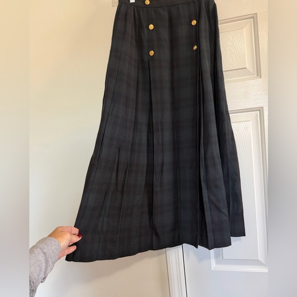 Liz Claiborne Collection Vintage Blue Green Tartan Long Wool Wrap Skirt Size 6 - Picture 5 of 10